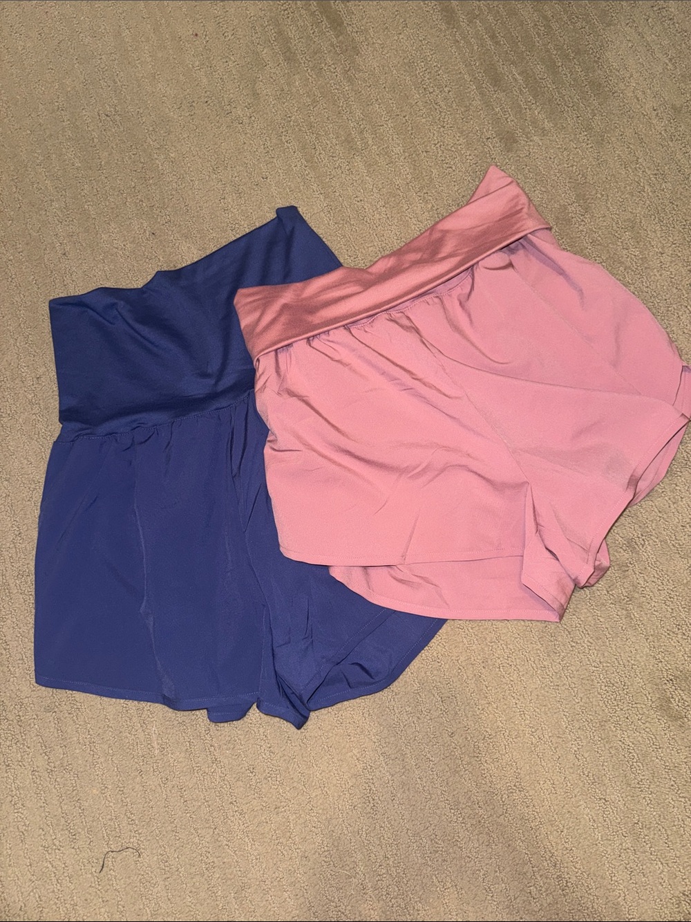 🆕 Bundle of 2 Zenana Outfitters Pink & Blue Athletic Shorts w Lining. L. NWOT!🔥🔥